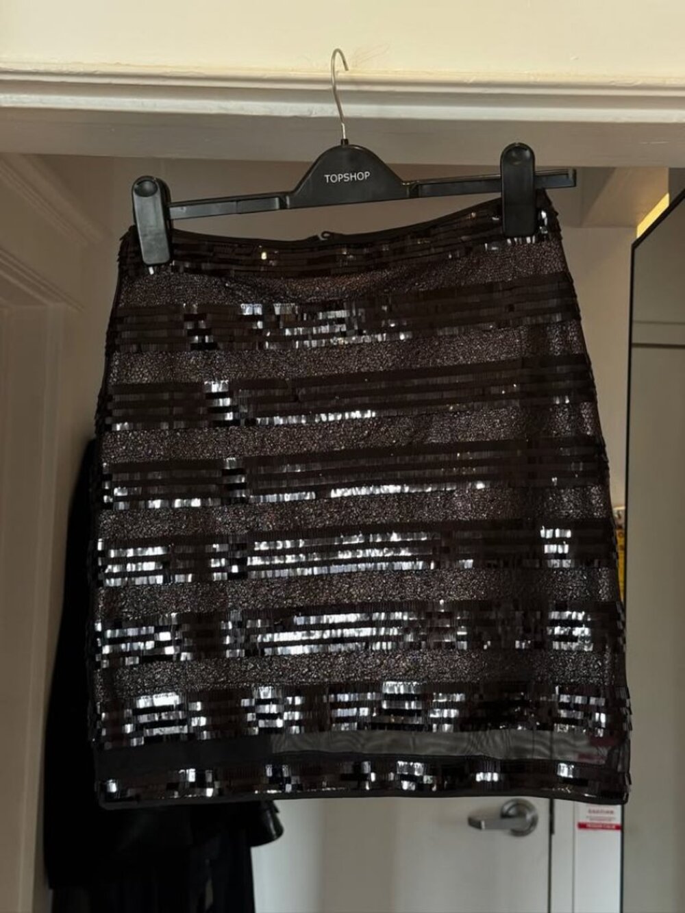 MINKPINK Black Striped Sequinned Mini Skirt